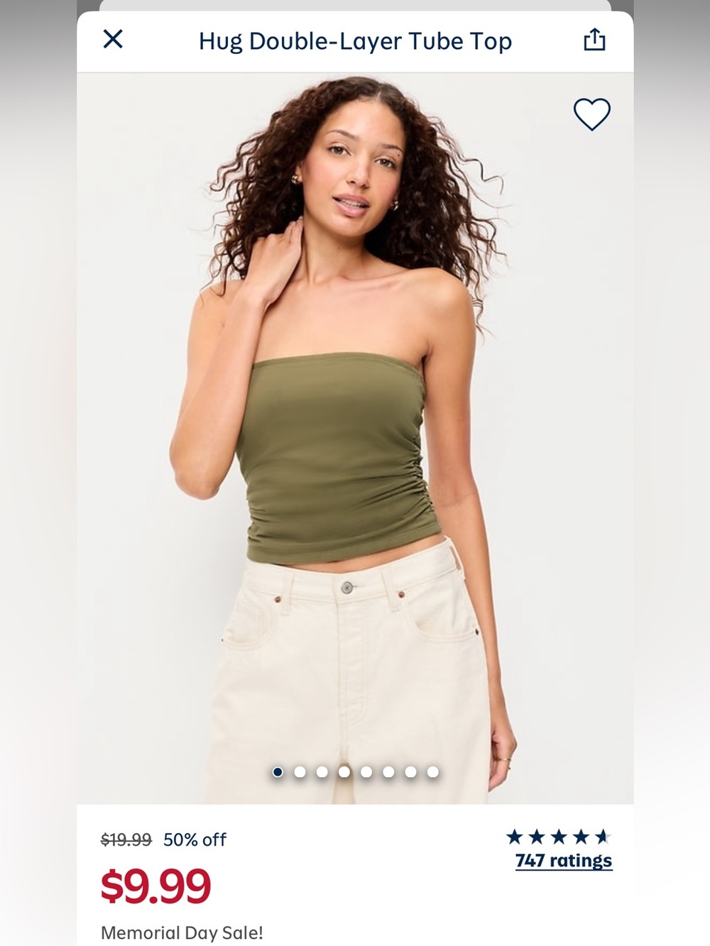 Old Navy Olive Double-Layer Strapless Tube Top